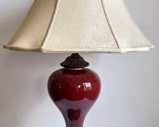 Bombay Oxblood Red Porcelain Table Lamps With Ivory Fabric Shade
Lot #: 72