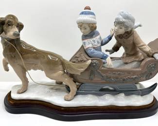 Vintage Lladro Porcelain Daisa "Sleigh Ride" Figurine On Wood Base #5037 Purchased In Spain
Lot #: 7