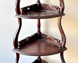 Vintage 5 Tier Mahogany Corner Etagere Shelf
Lot #: 38