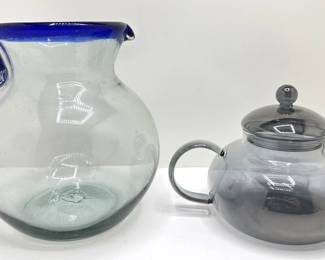 Hand Blown Heavy Glass Pitcher & Glass Teapot
Lot #: 153