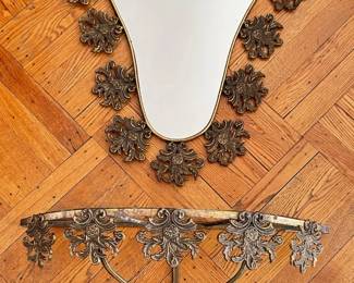 Antique Ornate Bronze Mirror & Matching Shelf Base
Lot #: 77