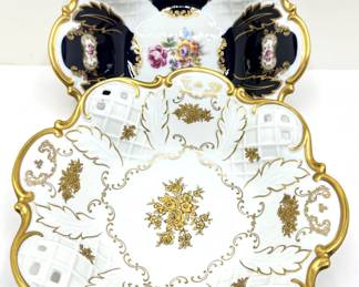 2 Vintage Reichenbach Echt Kobalt German Large Porcelain Bowls With Gold Accents
Lot #: 54