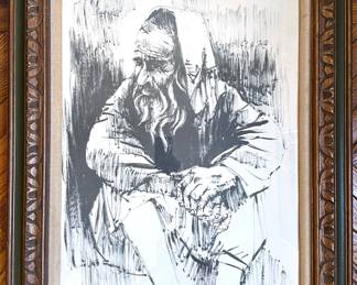 Moshe Gat (Isreal B1935) Limited Edition Lithograph "Seated Man" Of Jewish Man, Signed
Lot #: 111