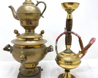 Vintage Brass Decorative Samovar & Brass Hookah
Lot #: 147