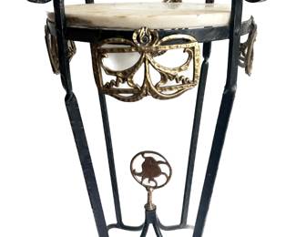 Vintage Marble & Wrought Iron Side Table With Brass Details
Lot #: 133