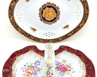 Vintage Limoges Reticulated Bacchus Plates & Limoges Basket, Both With Gold Details
Lot #: 26