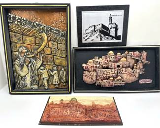 Vintage Judaica Israeli Relief Wall Hangings & Jerusalem Plaque
Lot #: 110