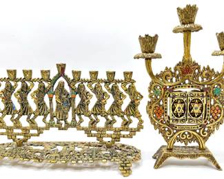 Vintage Judaica Brass Menorah & Candlesticks From Jerusalem
Lot #: 59
