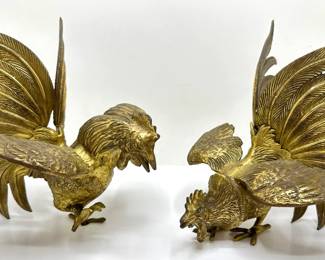 Pair Vintage Brass Fighting Roosters
Lot #: 148