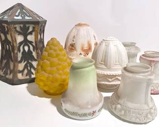 8 Large Vintage Glass Globe Ceiling Light Shades Including Slag Glass
Lot #: 63