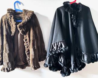 2 Sam Fashion New York Wool Capes With Rabbit Fur Trim, Size Large
Lot #: 207