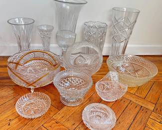 Vintage Cut Crystal Vases, Bowls, Baskets & Ashtrays (12 Pieces)
Lot #: 194
