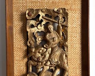 Vintage Asian Carved Wood Wall Hanging Of Warrior
Lot #: 109
