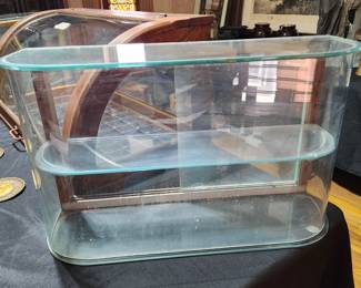 Vintage 3 shelf glass display cases, PAIR of these, by Columbus.Excellent curved glass display cases MFG by the
Columbus Show Case Company of Columbus, Ohio