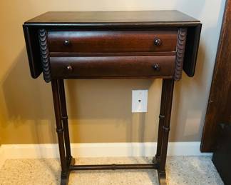 Antique mahogany drop leaf side table nightstand 