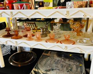 Vintage colored glass candle holders 