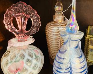 Antique Fenton glass perfume bottles 