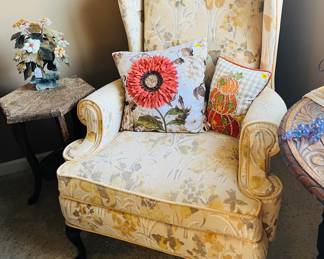 Laine wingback chair
Antique Liberty & Co. Japanese carved side table 