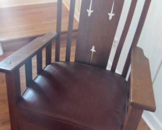 Craftsman style rocker with leather seat