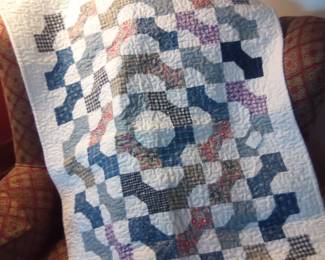 Bow tie quilt made from vintage quilt pieces