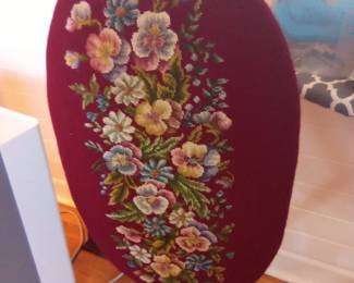 Tilted table also fireplace screen hand done needle point