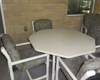 Whit PVC Patio Table Set