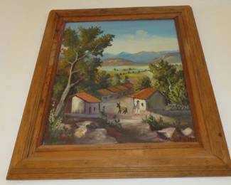 Vintage Mexico Village Painting Signed