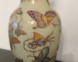Chinese Butterfly Satsuma Hand Painted Porcelain Vase