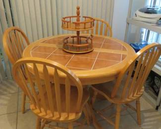Oak Tile Top Kitchen Table Set