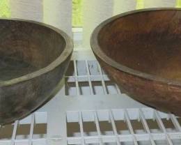 Vintage Hand Turned Wood Serving Bowls