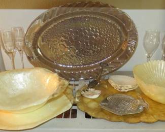 Capiz Shell Serving Bowls, Large Fish Platter