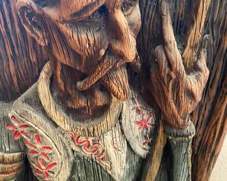 Mid Century Carved Wood, Don Quixote. Signed Jayees United Studio 1969