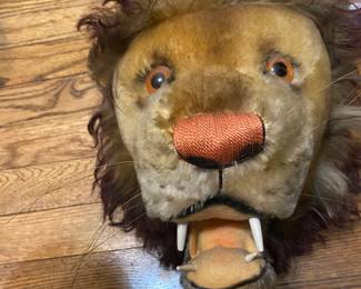 Rare 1958 Steiff Lion Head Trophy( Yes we have the wood plaque!) Mohair, Glass Eyes, Wood Teeth.