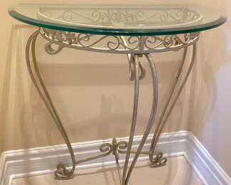 Demilune glass top accent table~