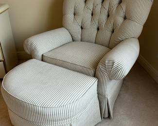 Striped comfortable arm chair and ottoman ~