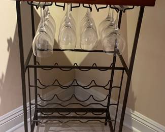 Wine and wine glass rack with tray ~