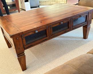 Cocktail table with glass front doors~