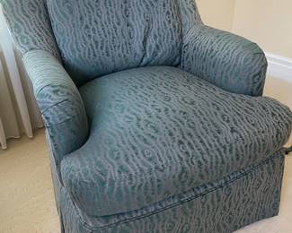 Turquoise swivel arm chair ~