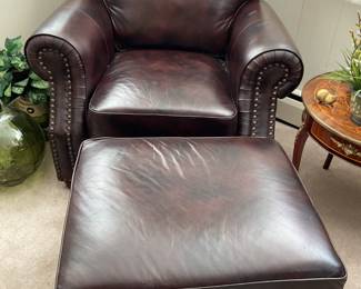 Leather chair with ottoman