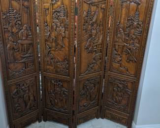 Room partition- Asian Theme- Made of wood w carvings