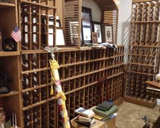 wine rack system. The is in sections. Just need to screw to wall and you have a wine rack area. Came out of store. can hold a lot of wine. there are three sections and a base to set it in.