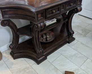 Marge Carson Entry table w 2 drawers and display shelf below