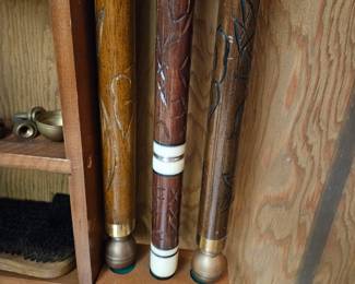 Carved Pool Sticks