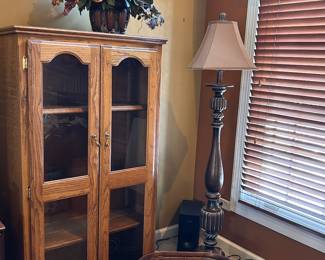 Floor Lamp, Oak storage cabinet (2 available).
