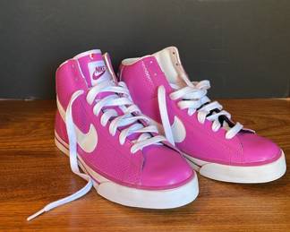 Pink leather NIKE high tops