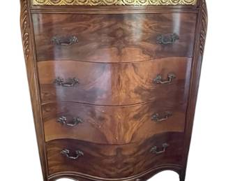 Antique highboy Dresser with curved front and amazing detail