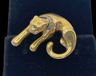 14K Panther Pendant with Diamond (tested) Collar 
