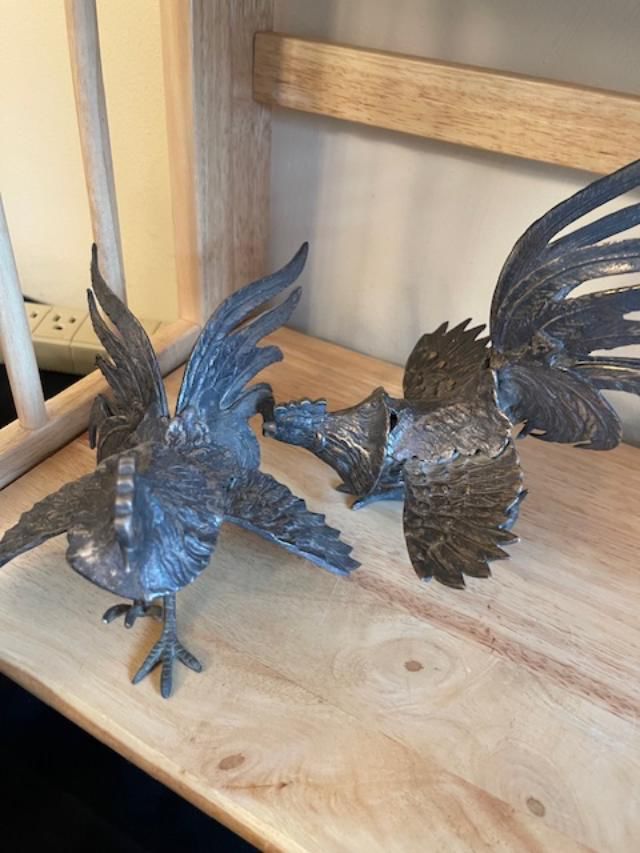Silver fighting cocks