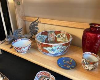Imari, cloisonne, enamel over silver vases