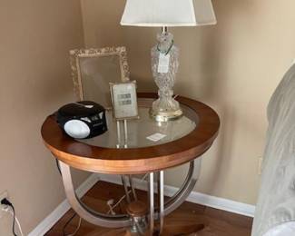 End table, one of two crystal lamps